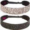 Hipsy Adjustable No Slip Wide Bling Glitter Headband 2-packs for Women Girls & Teens (Black & Rose Gold) view 2