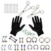 BodyJ4You 36PC PRO Body Piercing Kit - Nose Septum Ear Cartilage Lip Belly Navel Tragus Eyebrow - Rainbow Steel 14G 16G BCR CBR Ring Barbell Spike - Tools Needles Gloves Clamps view 1