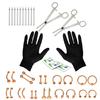 BodyJ4You 36PC PRO Body Piercing Kit - Nose Septum Ear Cartilage Lip Belly Navel Tragus Eyebrow - Rose Goldtone Steel 14G 16G BCR CBR Ring Barbell Spike - Tools Needles Gloves Clamps view 1