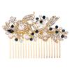 EVER FAITH Wedding Comb Rhinestone Pearl Bridal Accessories Flower Hair Piece for Bride Bridesmaids Blue Gold-Tone view 1