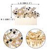 EVER FAITH Wedding Comb Rhinestone Pearl Bridal Accessories Flower Hair Piece for Bride Bridesmaids Blue Gold-Tone view 3