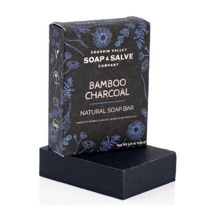 Chagrin Valley Natural Soap Bar - Bamboo Charcoal Soap for Men and Women - Handmade, Unscented, Exfoliating and Cleansing Large 5.6 oz Bar With Tea Tree Oil