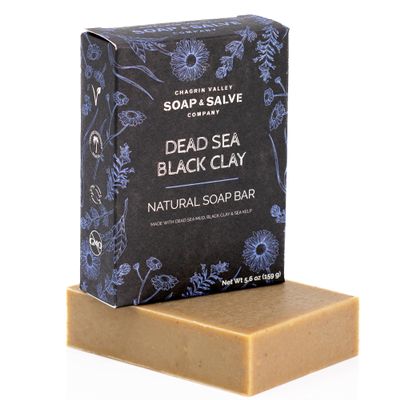 Chagrin Valley Natural Soap Bar - Organic Dead Sea Black Clay Bar - For Dry, Sensitive and Itchy Skin Relief - Large 5.6 oz Unscented Face and Body Soap For Women and Men