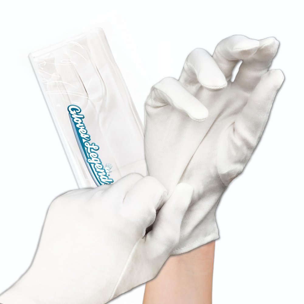 6 Pairs - Small - Gloves Legend Cotton Moisturizing Gloves for Dry Hands - White Sleeping Gloves for Nighttime Care, Women's Size