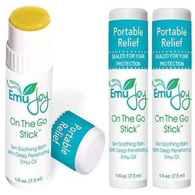 Emu Joy On The Go Skin Balm Stick - Portable Natural Balm - 0.25oz (3 Pack)