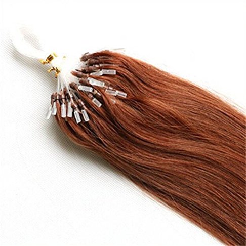 18"20"22"26" Micro Loop Virgin Real Hair Extensions Fashion Straight Human Hair 50G 100S (26inch, Dark Auburn)