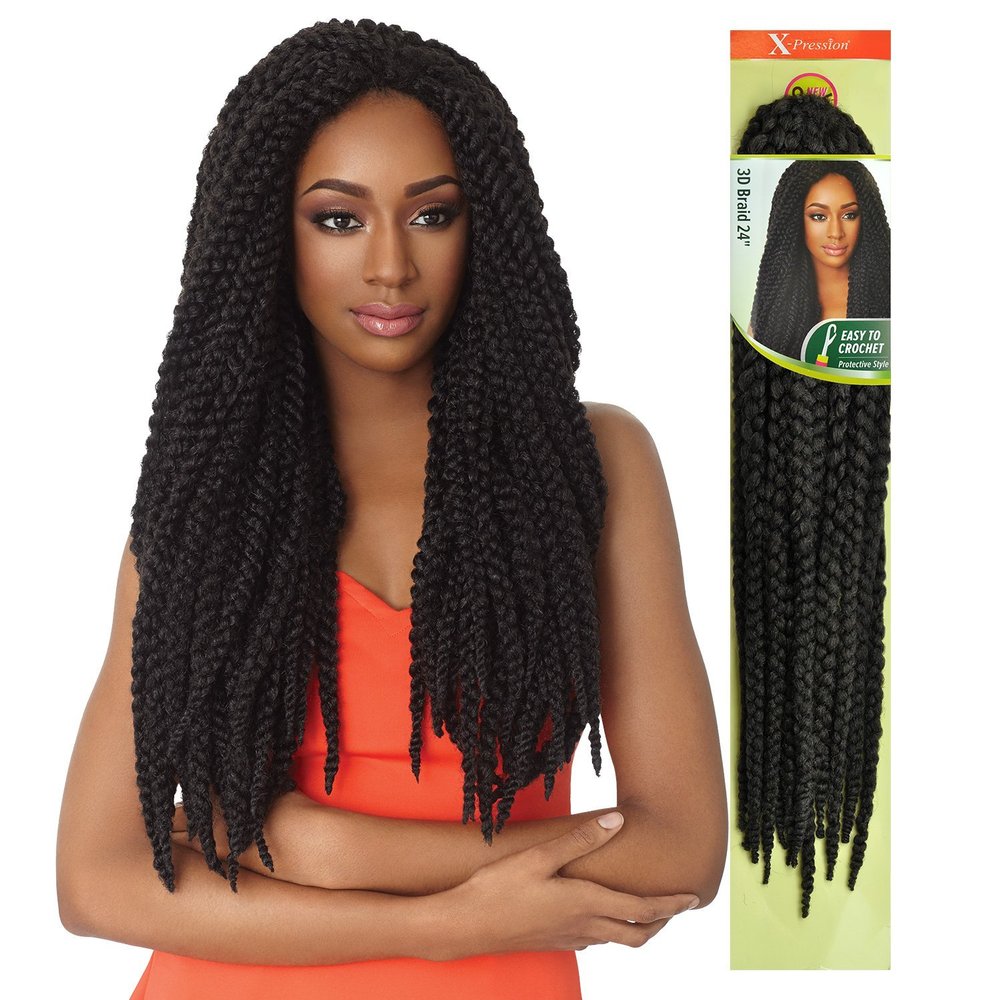 Outre Synthetic Hair Crochet Braids X-Pression 3D Braid 24" (2)
