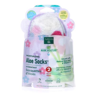 Earth Therapeutics Aloe Socks - 2 Pack (Flowers + Lavender), Fits Most Foot Sizes