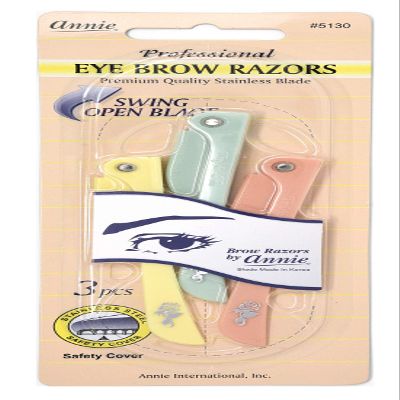 Annie Professional Eye Brow Razors Premium Quality Stainless Blade Swing Open Blade 3 Eye brow Razors