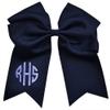 Custom CIRCLE MONOGRAM Embroidered Elastic Ponytail CHEER BOW By Funny Girl Designs - 7.5 Inches Long (KELLY GREEN) view 1