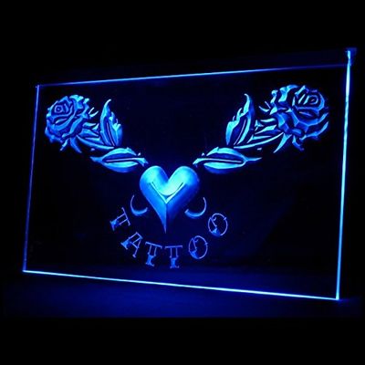 100035 Tattoo Heart Rose Love Sex Open Display LED Light Neon Sign