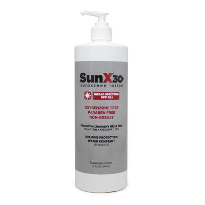 CoreTex Sun X 30+ SPF Broad Spectrum Sunscreen Lotion - 32oz Bottle of Paraben, Oxybenzone, Octinoxate, & Oil Free Sunscreen - No White Cast and Water Resistant Up to 80 Minutes