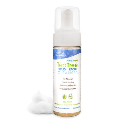 EYEECO Gentle Tea Tree Oil Foaming Facial Cleanser 1.6oz Non-Irritating Eyelid Cleanser & Face Wash with Tea Tree, Chamomile & Shea Butter