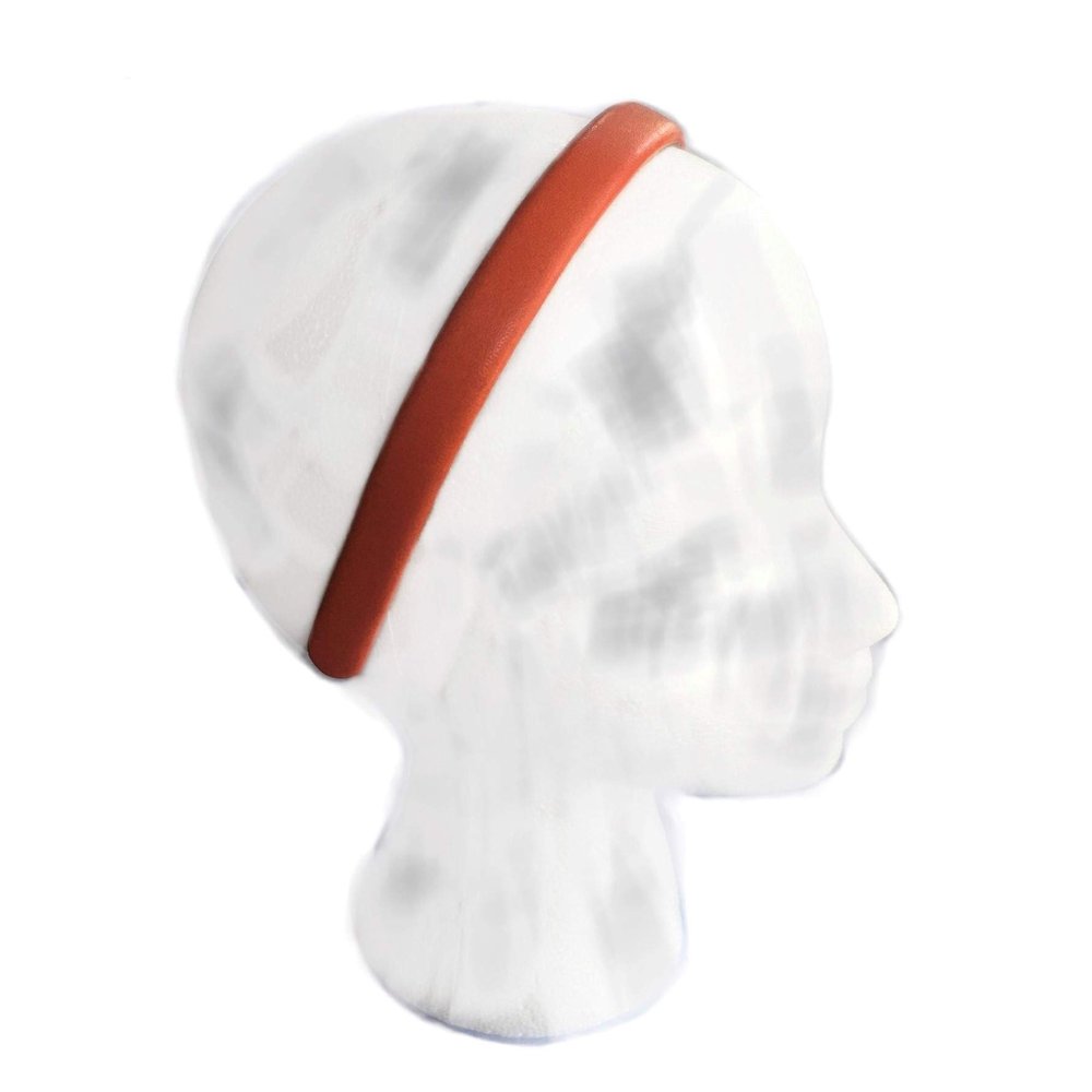 1.5 CM wide lambskin leather headband, handmade in USA comfortable all day hold (Orange)