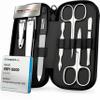 Manicure Set Solingen Made in Germany - 7 Piece Exclusive Finger & Toe Nail Clippers Kit for Women and Men in Real Leather Case, Color Black view 1