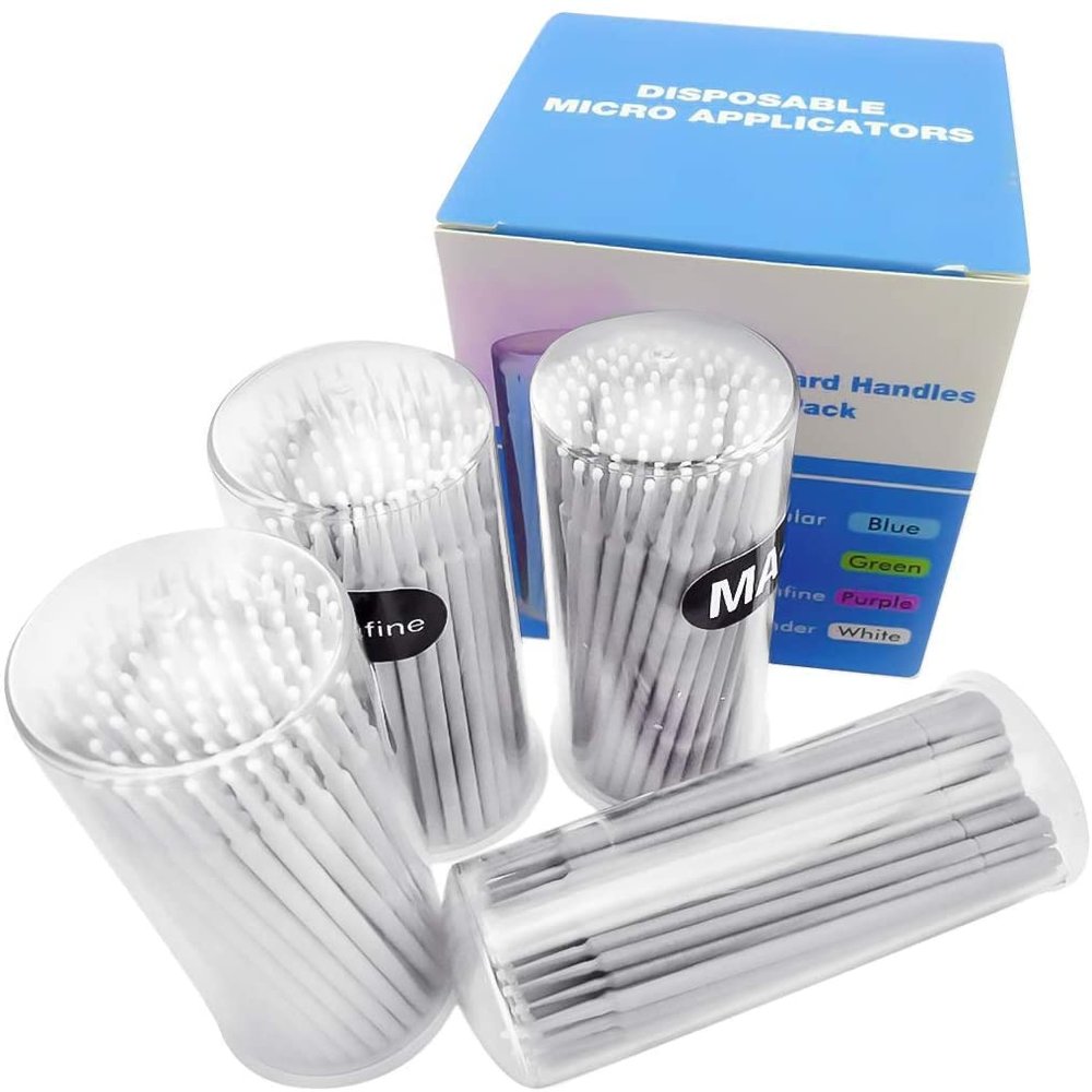 400 Pcs White Dental Disposable Micro Applicator Brush Bendable Cylinder White Dia. 1.2 MM
