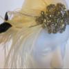1920s Great Gatsby Platinum Silver Beaded Ostrich Feathered Headband view 4