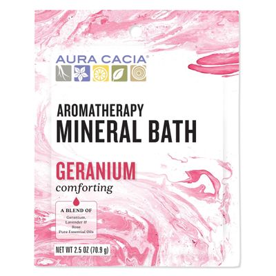 Aura Cacia Comforting Geranium Mineral Bath Packet, Formerly Heart Song, 2.5-Ounce packet, (Pack of 3)