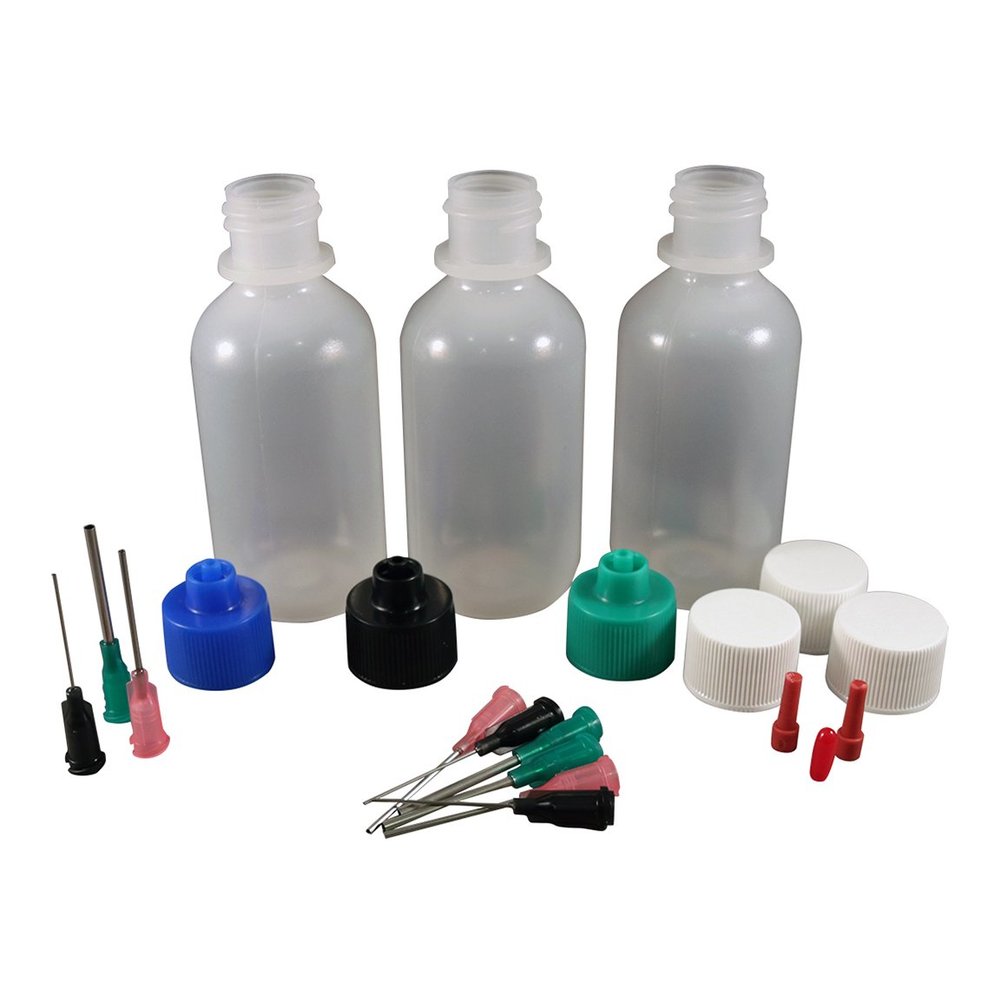 Jensen Global Henna Kit with 2 oz Bottles & Blunt Dispensing Tips. (non sterile / non medical)