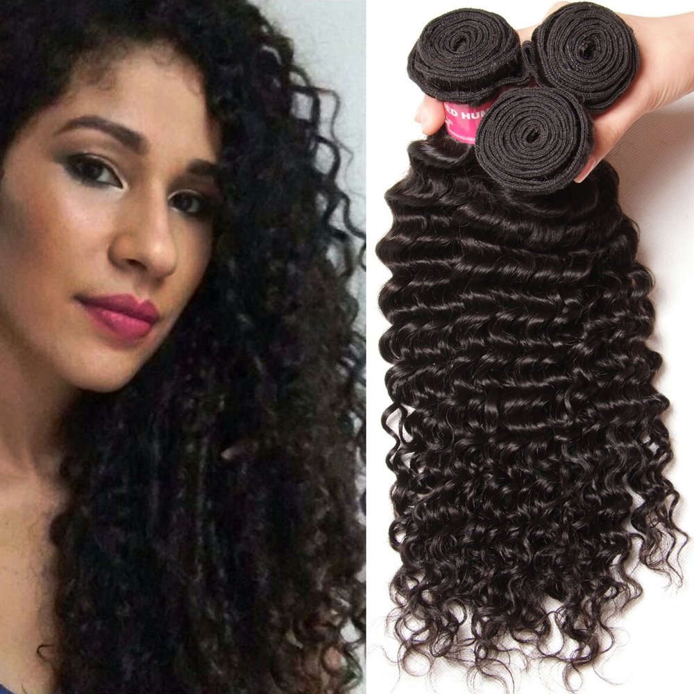 Beauty Forever Deep Wave Malaysian Virgin Hair 4pcs 100% Unprocessed Human Hair Extensions Weave 100+/-5g/bundle (24 24 24 24inch, natural color)