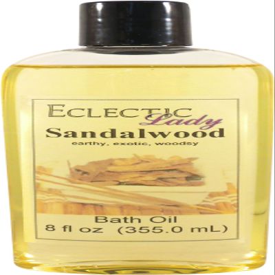 Sandalwood Bath Oil, Scented Body Oil, Relaxing Bathing Oil, 8 oz