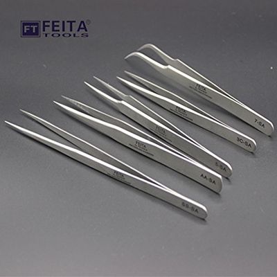 5pcs/set, Switzerland Standard Professional Stainless Steel Angle Curved Straight eyelash extension Stainless steel tweezers Set
