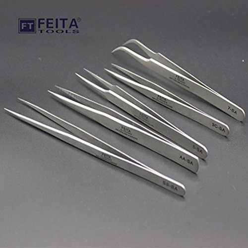 5pcs/set, Switzerland Standard Professional Stainless Steel Angle Curved Straight eyelash extension Stainless steel tweezers Set