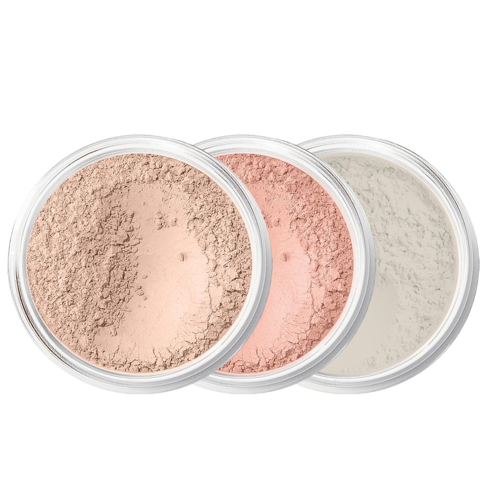 3pc MINERAL MAKEUP SET (LIGHT) Bare Skin Kit Powder Matte Foundation Organic