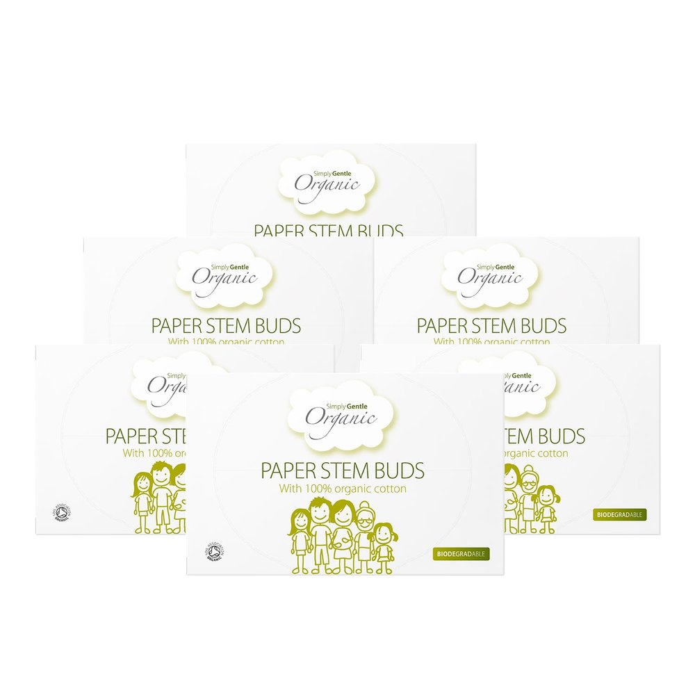 6 Packs of Simply Gentle Organic Cotton Buds - (6 * 200 Buds) by Simply Gentle