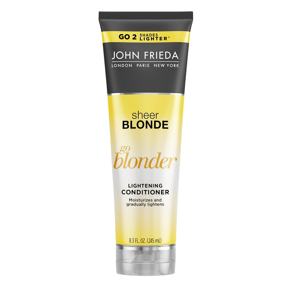 John Frieda Sheer Blonde Brilliantly Brighter Ultra Illuminating Conditioner, Hair Brightening for Shimmering Blonde Color, 8.3 Ounces, Reflective Tones, with Real Crushed Pearls