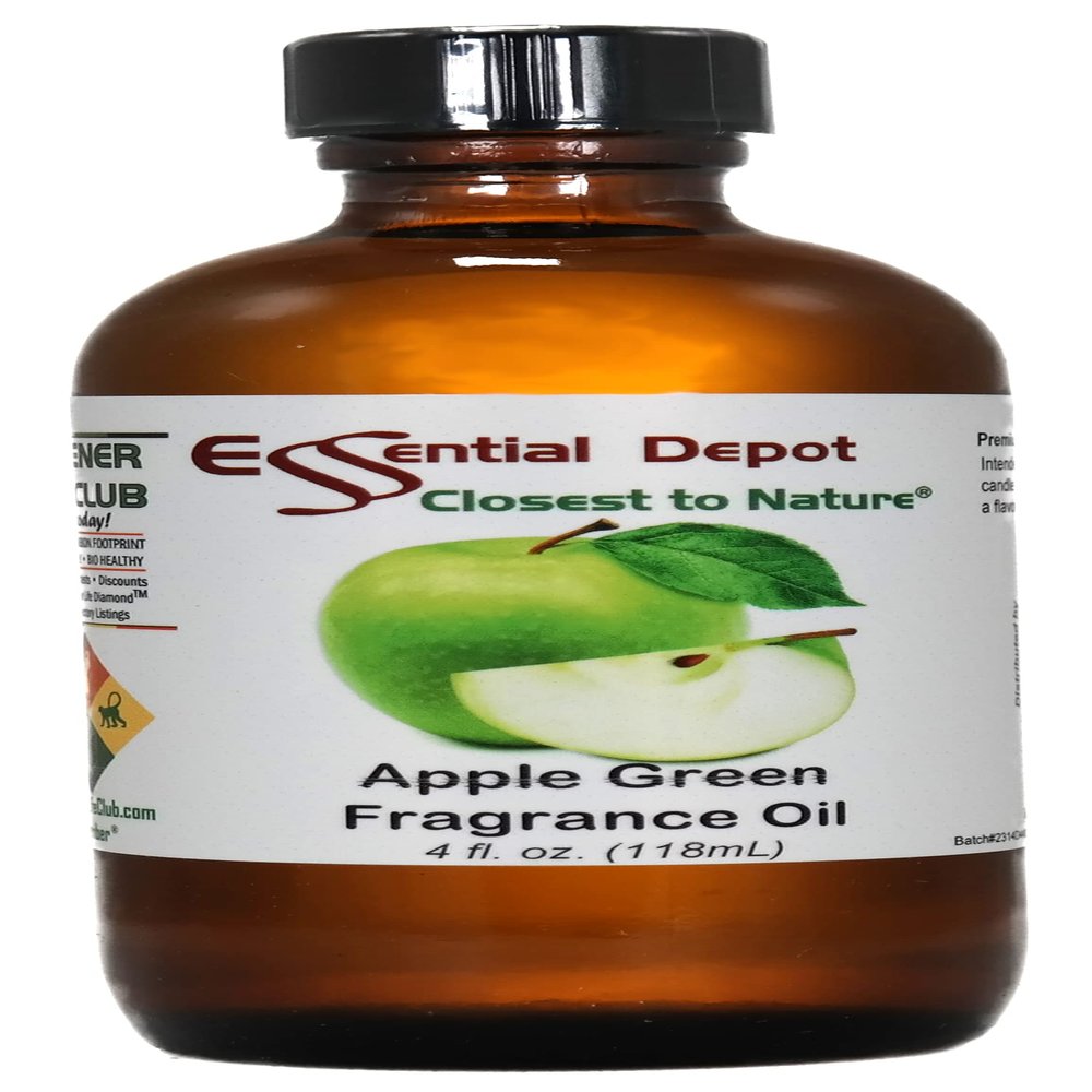 Essential Depot Apple Green Fragrance Oil - Supplied in 4 oz. Amber Glass Bottle with Black Phenolic Cone Lined and Safety Sealed Cap