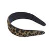 1.6" Wide Hairy leather headband, LEOPARD animal print, stitched edges, handmade in USA (GREEN) view 3