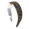 1.6" Wide Hairy leather headband, LEOPARD animal print, stitched edges, handmade in USA (GREEN) view 4