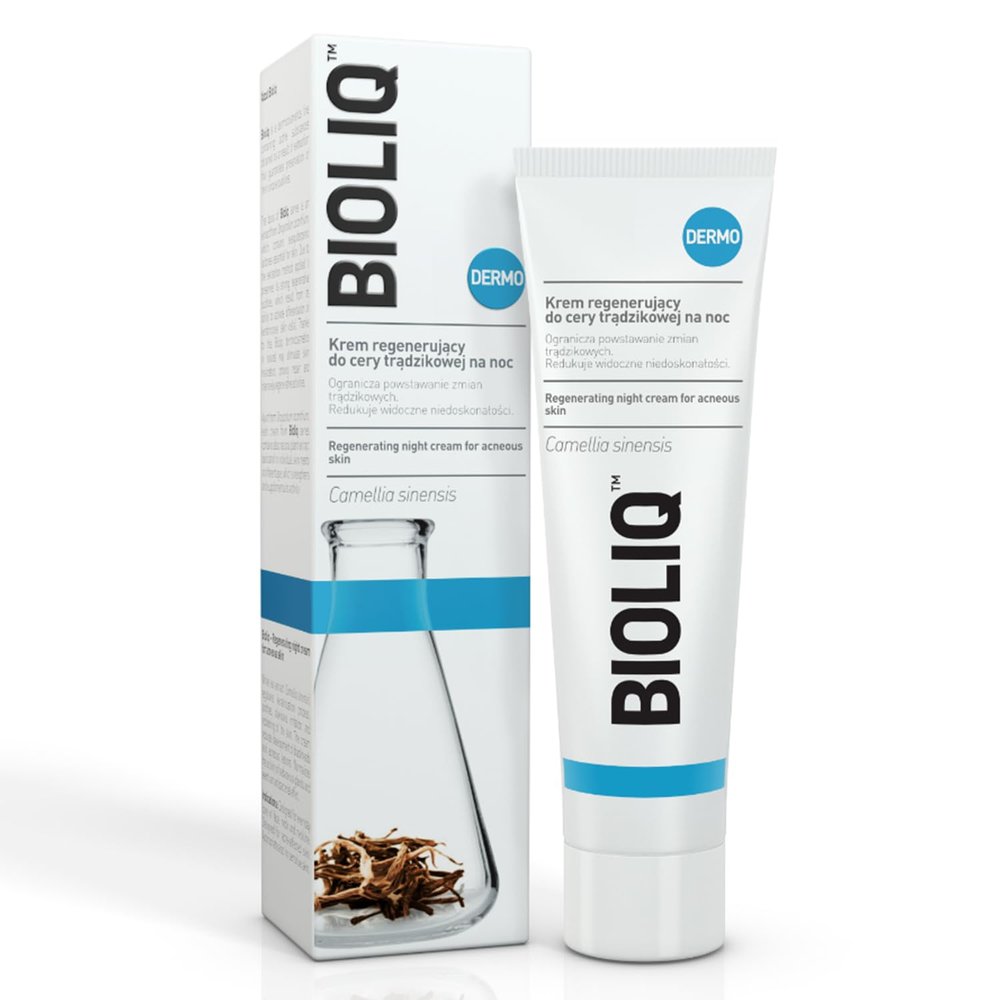 Bioliq - Dermo Regenerating Night Cream for Acne-Prone Skin with White Tea Extract - Reduces Spots, Imperfections, and Controls Oil - 50ml