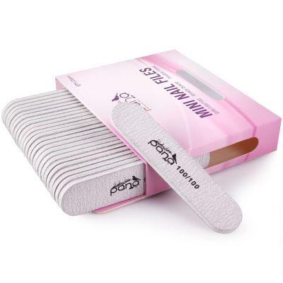 25pcs - PANA Mini Double-Sided Emery Nail File for Manicure, Pedicure, Natural, and Acrylic Nails - Zebra (Grit 100/100)