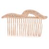Bridal/Wedding/Prom/Party Rose Gold Tone Clear Crystal, Cream Faux Pearl Double Leaf Hair Comb - 85mm view 1