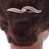 Bridal/Wedding/Prom/Party Rose Gold Tone Clear Crystal, Cream Faux Pearl Double Leaf Hair Comb - 85mm view 2