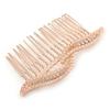 Bridal/Wedding/Prom/Party Rose Gold Tone Clear Crystal, Cream Faux Pearl Double Leaf Hair Comb - 85mm view 4