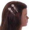 2 Bridal/Prom Clear Crystal, White Glass Pearl Butterfly Hair Grips/Slides In Rose Gold Metal - 70mm L view 2