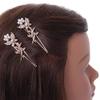 2 Bridal/Prom Clear Crystal, White Glass Pearl Butterfly Hair Grips/Slides In Rose Gold Metal - 70mm L view 3