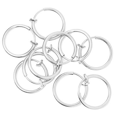 10PCS Surgical Steel Clip On Hoop Earrings for Women Fake Hoop Earrings 11mm Adjustable Fake Septum Non Piercing Spring Hoop Earrings Retractable Non Pierced No Holes