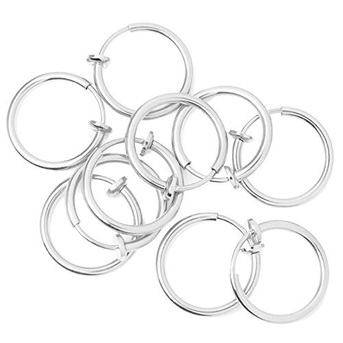 10PCS Surgical Steel Clip On Hoop Earrings for Women Fake Hoop Earrings 11mm Adjustable Fake Septum Non Piercing Spring Hoop Earrings Retractable Non Pierced No Holes