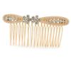 Bridal/Wedding/Prom/Party Gold Tone Clear Austrian Crystal Bow Side Hair Comb - 80mm view 1