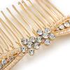 Bridal/Wedding/Prom/Party Gold Tone Clear Austrian Crystal Bow Side Hair Comb - 80mm view 4
