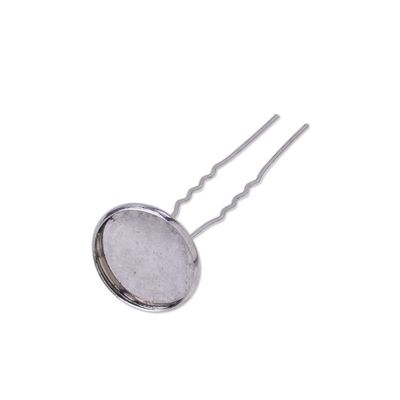 10pcs 20mm brass hair clips,Hairpin Base Setting,U shape Hairpin with bezel,deepness 1.5mm,antique silver