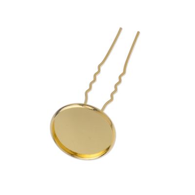 10pcs 16mm U shape Hairpin with bezel,hair clips,Headwear Findings,deepness 1.5mm,18k gold