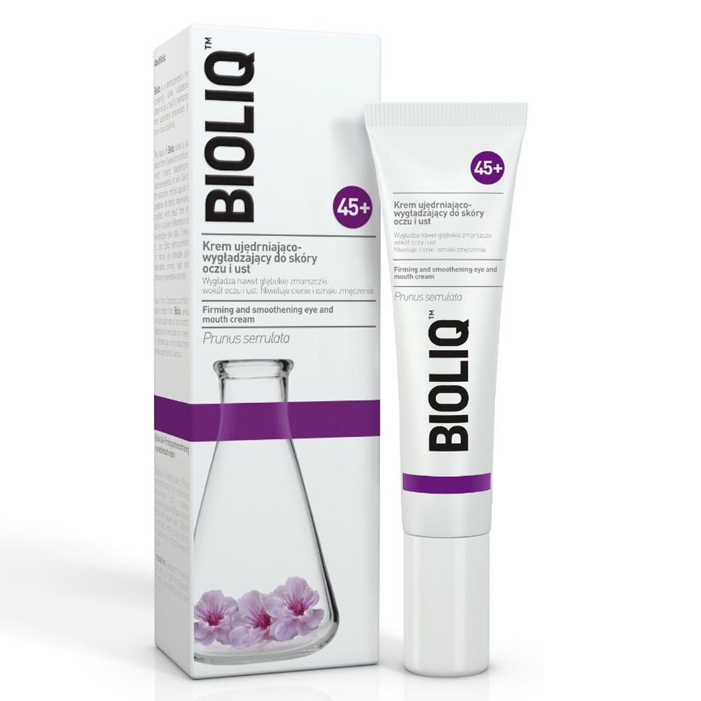 Bioliq - 45+ Firming and Smoothing Eye and Mouth Cream - Reduces Wrinkles, Dark Circles, Fatigue, Cherry Blossom Extract and Hesperidin - 15ml