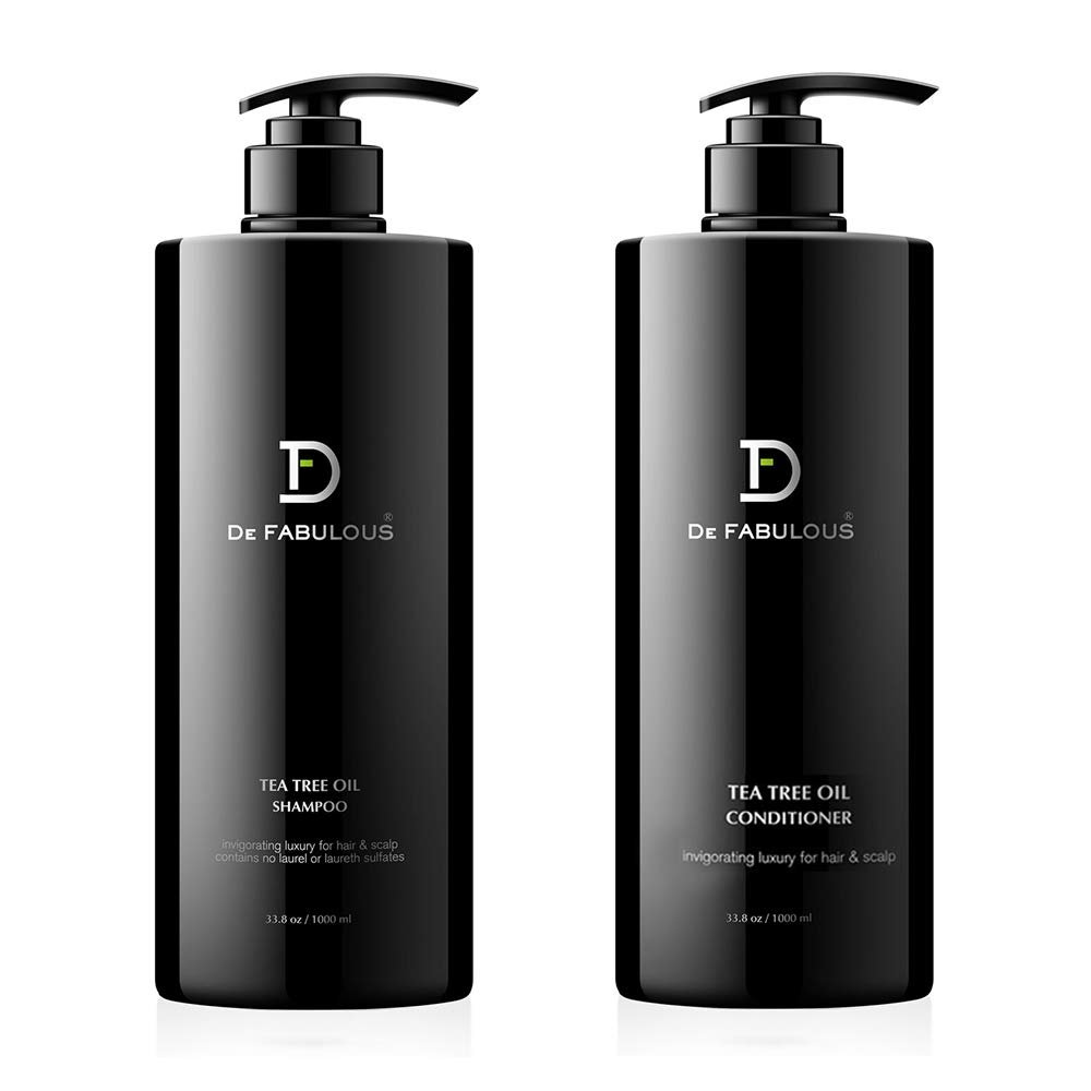 De Fabulous Tea Tree Oil Shampoo & Conditioner Set  Scalp Detox & Hair Revitalization  Deep Cleanse, Hydrate & Add Shine  Sulfate-Free  33.8 fl oz Duo