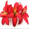 Triple 3.5" Red Lily Silk Flower Hair Comb view 1