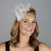 1920s Headpiece Feather Hair Accessories - New Year Eve, Dress up Party, Costume Accessories, Halloween, Carnival, Crafts - Gatsby Costumes for Woman Flapper Headband - White/Gold view 1